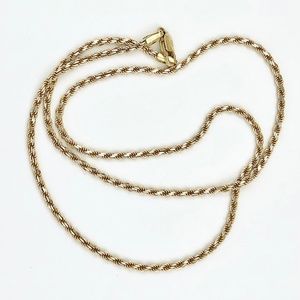18K Solid Gold 2mm Twisted Rope Chain 18”L